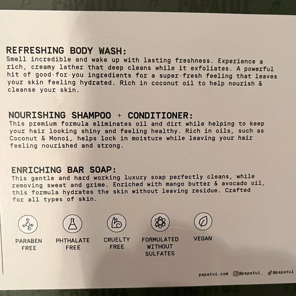 Papatui Men's Shower Pack - Lush Coconut (Body Wash,‎ Shampoo-Conditioner-Soap)